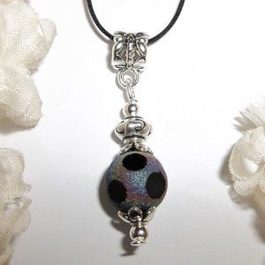 Necklace Pendant Beaded Blue & Silver Jewelry Gift Idea for Her Necklace A112